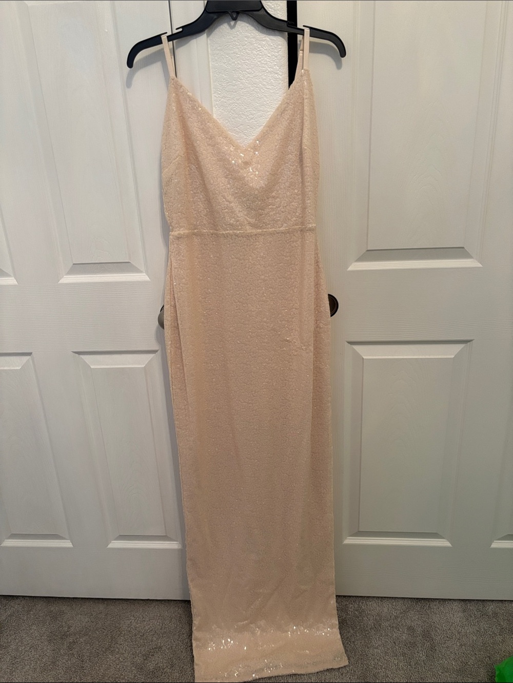 Windsor Ivory Sequin Spaghetti-Strap Maxi Dress